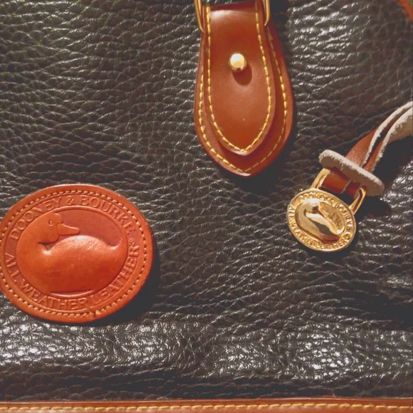 Vintage Dooney & Bourke Norfolk All Weather Leather Satchel / Handbag Black EUC - Picture 5 of 8